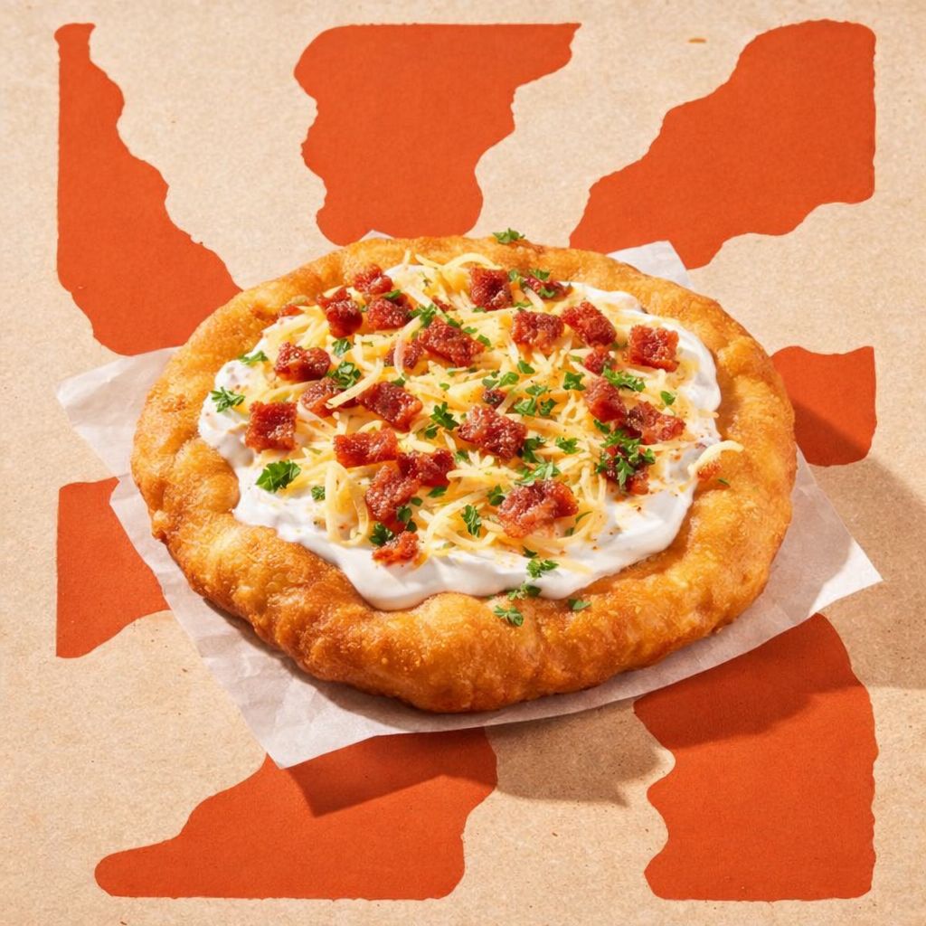 Klassische Lángos mit Sauerrahm und Käse